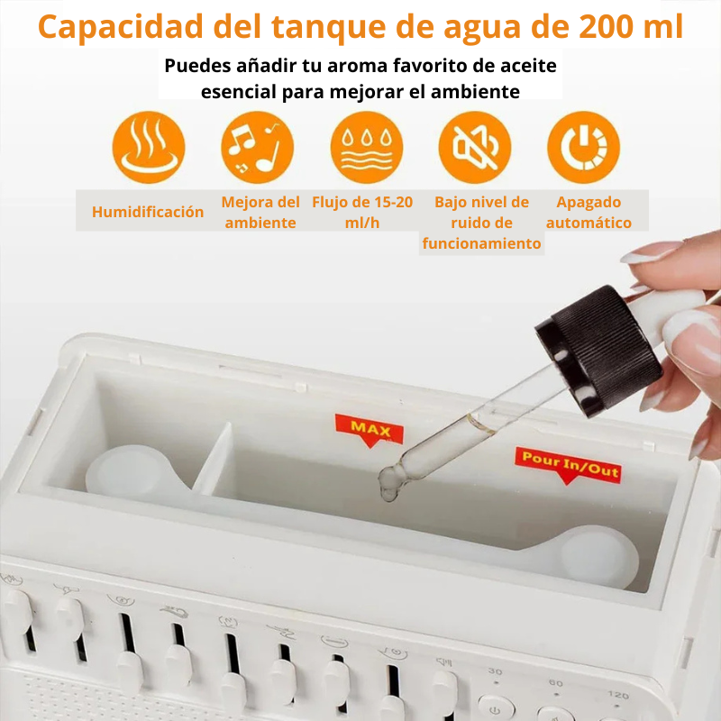 Humidificador Relajante con sonidos de la naturaleza Bluetooth