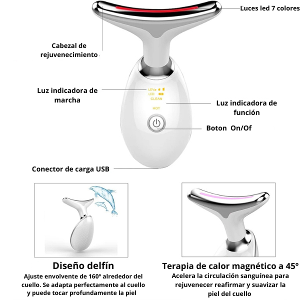 Masajeador de Papada Luz led con 7 modos de actuación