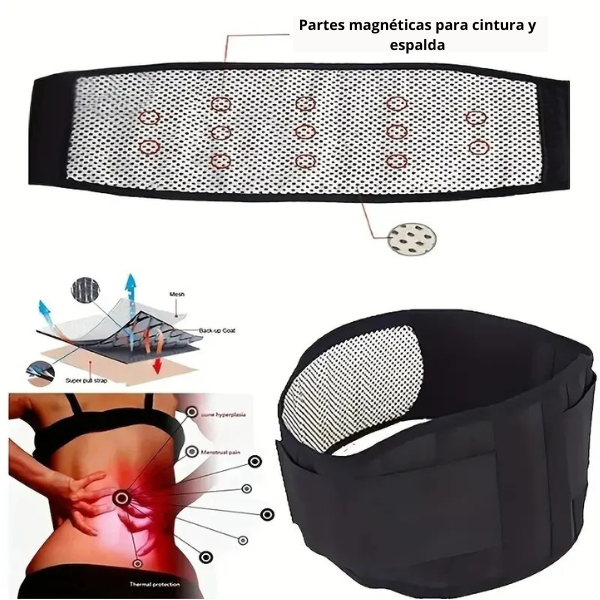Cinturón Terapéutico para Soporte Lumbar con Autocalentamiento y Terapia Magnética