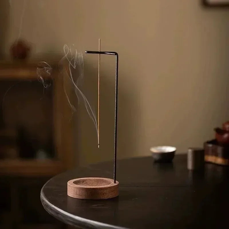 Quemador de incienso al revés, soporte para palitos de incienso, bandeja de incienso redonda de madera, adorno para dormitorio, decoración de Yoga para el hogar