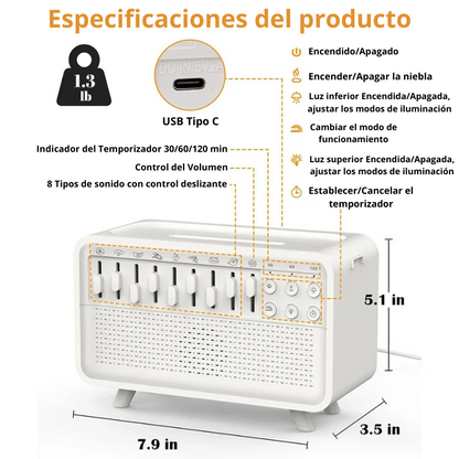 Humidificador Relajante con sonidos de la naturaleza Bluetooth