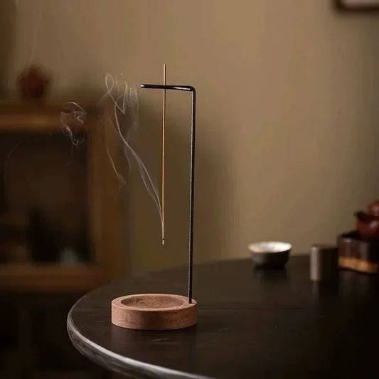 Quemador de incienso al revés, soporte para palitos de incienso, bandeja de incienso redonda de madera, adorno para dormitorio, decoración de Yoga para el hogar