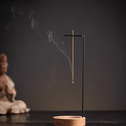 Quemador de incienso al revés, soporte para palitos de incienso, bandeja de incienso redonda de madera, adorno para dormitorio, decoración de Yoga para el hogar